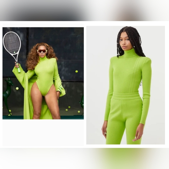 Adidas ivy park  Bright Green Ribbed Turtleneck Bodysuit and pants  size s - Picture 16 of 16